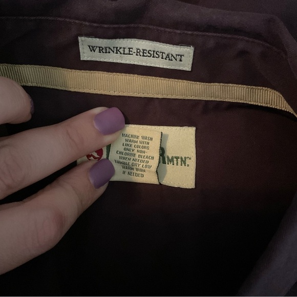 Gander MTN Men’s Eggplant Purple Button Down Shirt Wrinkle Resistant Sz Large - Picture 6 of 6